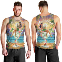 Aloha Hawaii Men Tank Top Hula Martini Tropical Vibes - Wonder Print Shop