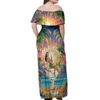 Aloha Hawaii Off Shoulder Maxi Dress Hula Martini Tropical Vibes - Wonder Print Shop