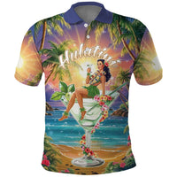 Aloha Hawaii Polo Shirt Hula Martini Tropical Vibes - Wonder Print Shop