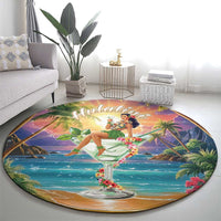 Aloha Hawaii Round Carpet Hula Martini Tropical Vibes - Wonder Print Shop