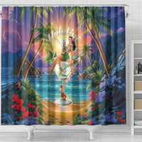 Aloha Hawaii Shower Curtain Hula Martini Tropical Vibes - Wonder Print Shop