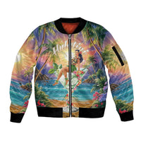 Aloha Hawaii Sleeve Zip Bomber Jacket Hula Martini Tropical Vibes - Wonder Print Shop