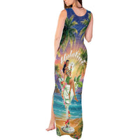 Aloha Hawaii Tank Maxi Dress Hula Martini Tropical Vibes - Wonder Print Shop
