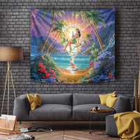 Aloha Hawaii Tapestry Hula Martini Tropical Vibes - Wonder Print Shop