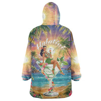 Aloha Hawaii Wearable Blanket Hoodie Hula Martini Tropical Vibes - Wonder Print Shop