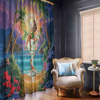 Aloha Hawaii Window Curtain Hula Martini Tropical Vibes - Wonder Print Shop