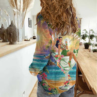 Aloha Hawaii Women Casual Shirt Hula Martini Tropical Vibes - Wonder Print Shop