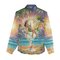 Aloha Hawaii Women Casual Shirt Hula Martini Tropical Vibes - Wonder Print Shop