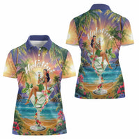 Aloha Hawaii Women Polo Shirt Hula Martini Tropical Vibes - Wonder Print Shop