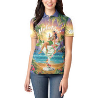 Aloha Hawaii Women Polo Shirt Hula Martini Tropical Vibes - Wonder Print Shop