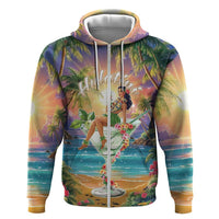Aloha Hawaii Zip Hoodie Hula Martini Tropical Vibes - Wonder Print Shop