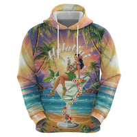 Aloha Hawaii Zip Hoodie Hula Martini Tropical Vibes - Wonder Print Shop