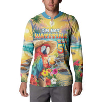 Hawaii Parrot Button Sweatshirt Im Not Waiting Till 5 Oclock - Wonder Print Shop