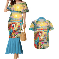 Hawaii Parrot Couples Matching Mermaid Dress and Hawaiian Shirt Im Not Waiting Till 5 Oclock - Wonder Print Shop