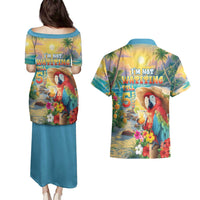 Hawaii Parrot Couples Matching Puletasi and Hawaiian Shirt Im Not Waiting Till 5 Oclock - Wonder Print Shop