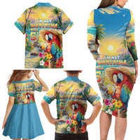 Hawaii Parrot Family Matching Long Sleeve Bodycon Dress and Hawaiian Shirt Im Not Waiting Till 5 Oclock - Wonder Print Shop
