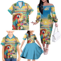 Hawaii Parrot Family Matching Off The Shoulder Long Sleeve Dress and Hawaiian Shirt Im Not Waiting Till 5 Oclock - Wonder Print Shop