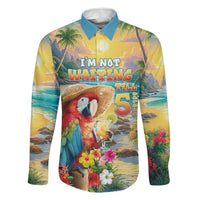 Hawaii Parrot Family Matching Off The Shoulder Long Sleeve Dress and Hawaiian Shirt Im Not Waiting Till 5 Oclock