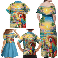 Hawaii Parrot Family Matching Off Shoulder Maxi Dress and Hawaiian Shirt Im Not Waiting Till 5 Oclock - Wonder Print Shop