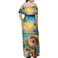 Hawaii Parrot Family Matching Off Shoulder Maxi Dress and Hawaiian Shirt Im Not Waiting Till 5 Oclock - Wonder Print Shop