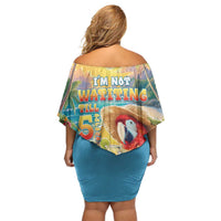 Hawaii Parrot Off Shoulder Short Dress Im Not Waiting Till 5 Oclock - Wonder Print Shop