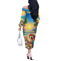 Hawaii Parrot Off The Shoulder Long Sleeve Dress Im Not Waiting Till 5 Oclock - Wonder Print Shop