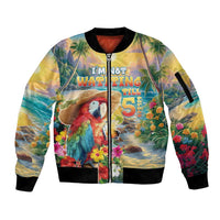 Hawaii Parrot Sleeve Zip Bomber Jacket Im Not Waiting Till 5 Oclock - Wonder Print Shop