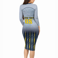 Custom Antigua And Barbuda 2026 Cricket Long Sleeve Bodycon Dress Fly High Falcons