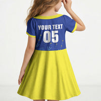 Custom Barbados 2026 Cricket Kid Short Sleeve Dress Tridents Rise