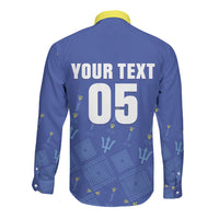 Custom Barbados 2026 Cricket Long Sleeve Button Shirt Tridents Rise
