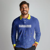 Custom Barbados 2026 Cricket Long Sleeve Polo Shirt Tridents Rise
