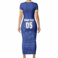 Custom Barbados 2026 Cricket Short Sleeve Bodycon Dress Tridents Rise