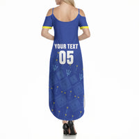 Custom Barbados 2026 Cricket Summer Maxi Dress Tridents Rise