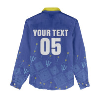Custom Barbados 2026 Cricket Women Casual Shirt Tridents Rise