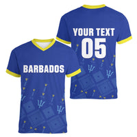 Custom Barbados 2026 Cricket Women V-Neck T-Shirt Tridents Rise
