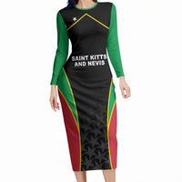 Custom Saint Kitts And Nevis 2026 Cricket Long Sleeve Bodycon Dress Unique Style