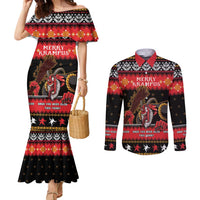 Merry Christmas Krampus Couples Matching Mermaid Dress and Long Sleeve Button Shirt Have You Been Good This Year