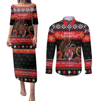 Merry Christmas Krampus Couples Matching Puletasi and Long Sleeve Button Shirt Have You Been Good This Year LT05 - Wonder Print Shop