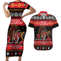 Merry Christmas Krampus Couples Matching Short Sleeve Bodycon Dress and Hawaiian Shirt Have You Been Good This Year LT05 - Wonder Print Shop