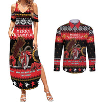 Merry Christmas Krampus Couples Matching Summer Maxi Dress and Long Sleeve Button Shirt Have You Been Good This Year LT05 - Wonder Print Shop