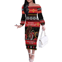Merry Christmas Krampus Family Matching Off The Shoulder Long Sleeve Dress and Hawaiian Shirt Have You Been Good This Year LT05 - Wonder Print Shop