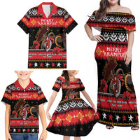 Merry Christmas Krampus Family Matching Off Shoulder Maxi Dress and Hawaiian Shirt Have You Been Good This Year LT05 - Wonder Print Shop
