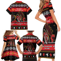 Merry Christmas Krampus Family Matching Short Sleeve Bodycon Dress and Hawaiian Shirt Have You Been Good This Year LT05 - Wonder Print Shop