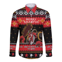 Merry Christmas Krampus Long Sleeve Button Shirt Have You Been Good This Year LT05 - Wonder Print Shop
