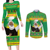 Ethiopia Christmas Couples Matching Long Sleeve Bodycon Dress and Long Sleeve Button Shirt Melkam Gena Yegena Abat LT05 - Wonder Print Shop