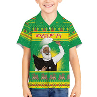 Ethiopia Christmas Family Matching Off The Shoulder Long Sleeve Dress and Hawaiian Shirt Melkam Gena Yegena Abat LT05 - Wonder Print Shop