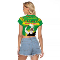 Ethiopia Christmas Raglan Cropped T Shirt Melkam Gena Yegena Abat LT05 - Wonder Print Shop