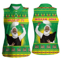 Ethiopia Christmas Women Sleeveless Polo Shirt Melkam Gena Yegena Abat LT05 - Wonder Print Shop