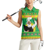 Ethiopia Christmas Women Sleeveless Polo Shirt Melkam Gena Yegena Abat LT05 - Wonder Print Shop