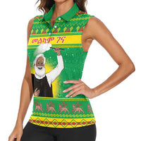 Ethiopia Christmas Women Sleeveless Polo Shirt Melkam Gena Yegena Abat LT05 - Wonder Print Shop